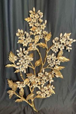 Vintage Syroco #7031 Hollywood Regency Gold & White Dogwood Wall Décor
