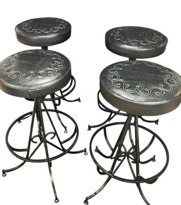 4 Mid Century 1975 Daystrom Furniture Swivel Bar Stools * Wrought Iron * These are so cool!!
