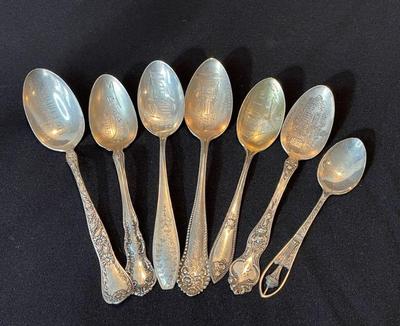 Variety of Vintage and Antique Sterling Silver Souvenir Teaspoons * Space Needle
