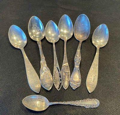 Variety of Antique Sterling Silver Souvenir Spoons * Spokane 1913
