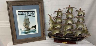 Model Ship Fragata Espanola * Framed Sailing Print
