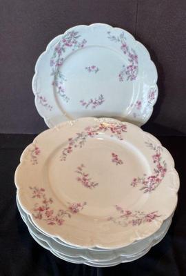 Limoges Salad Plates * White with Purple Toned Floral Design
