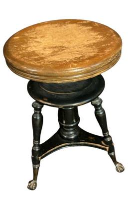 Antique Clawfoot & Glass Ball Stool * Player Piano Stool
