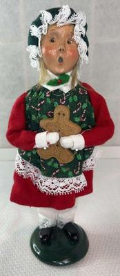 Byers choice girl holding gingerbread man