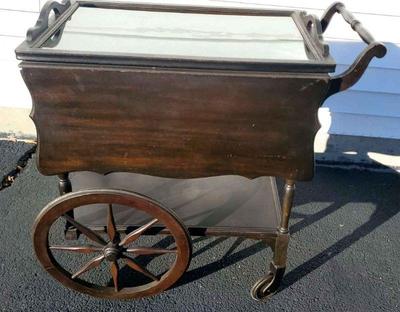 Wooden drop leaf tea cart