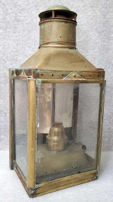 Antique brass oil lantern