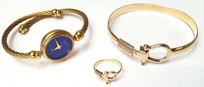 14k gold bracelet ring and gucci watch