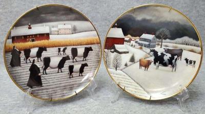 American folk art collectors plates holy cow cows in winter