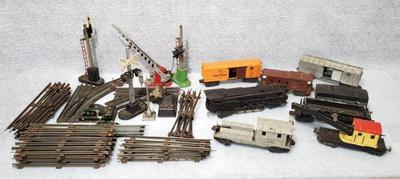 Vintage lionel train cars tracks, lights