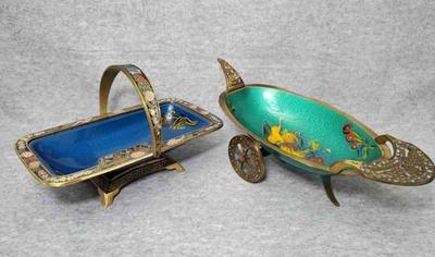 Israeli enamelled brass fruit bowls
