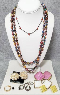 Venetian glass millefiori necklace vintage earrings