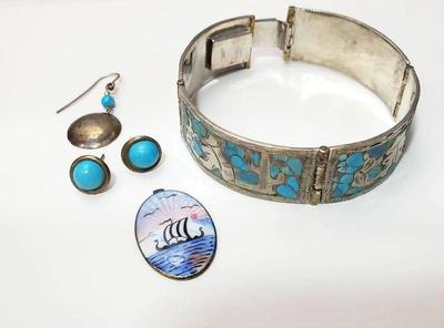 Sterling jewelry turquoise mexican silver bracelet