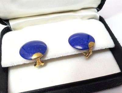 Tiffany 18k gold lapis earrings