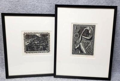Framed beth krommes wood engraving signed numbered prints