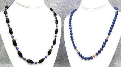 Vintage lapis lazuli and black stone necklaces
