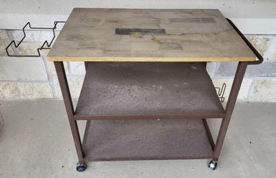 Metal butcherblock rolling cart