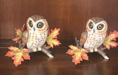 Lenox saw whet owl pair collectible figures