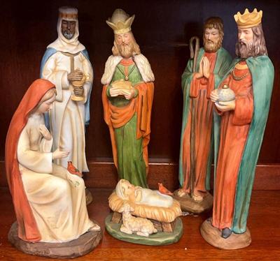Bisque porcelain nativity set