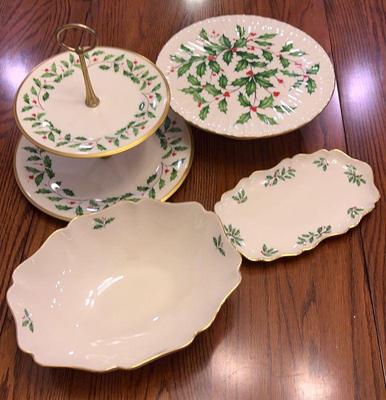 Lenox holiday china tiered server cake plate and more