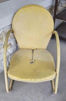 Yellow metal lawn chair