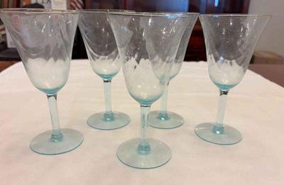 Light blue crystal wine glasses