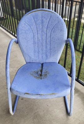 Blue metal lawn chair