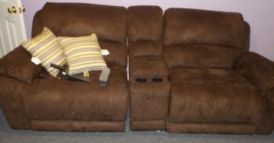Two Seat Ultra Suede Reclining Lazyboy Style Sofa