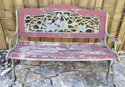 Ornamental wrought ironwood bench