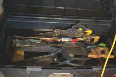 Tub of various saws more