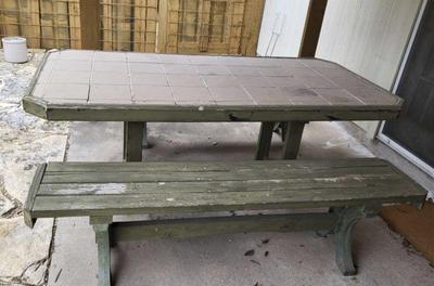 Heavy woodtile top picnic table