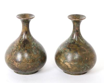 Lot 266 pair of chinese bronze miniature vases