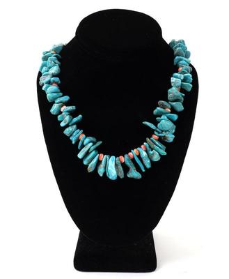 Lot 130 native american chip turquoise spiny lobster necklace