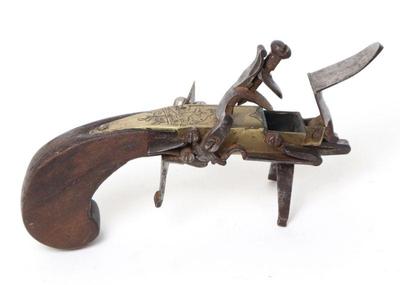 Lot 93 engraved flintlock tinder pistol 18th century