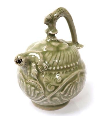 Lot 254 unusual chinese crackle glazed teapot