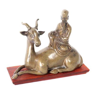 Lot 265 chinese bronze monk on gazelle