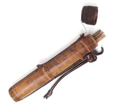Lot 111 fine indonesian blow dart quiver with darts