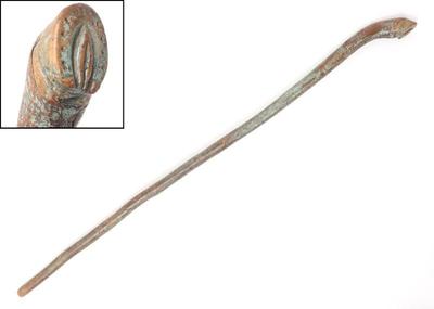 Lot 83 green painted wood hoof cane