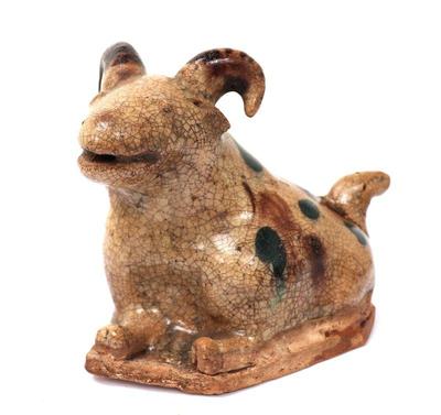 Sale Photo Thumbnail #269: Lot 274 chinese crackle glazed recumbent goat