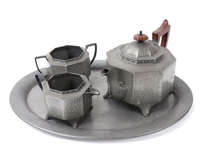 Sale Photo Thumbnail #184: Lot 188 vintage pewter tea set 4 pieces