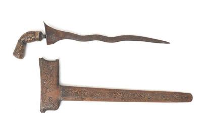 Lot 34 indonesian kris dagger with metal sheath
