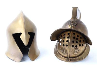 Lot 117 two miniature roman gladiator helmets