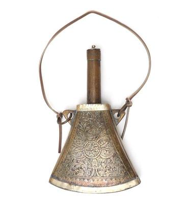 Lot 102 islamic brass powder flask 19th c.