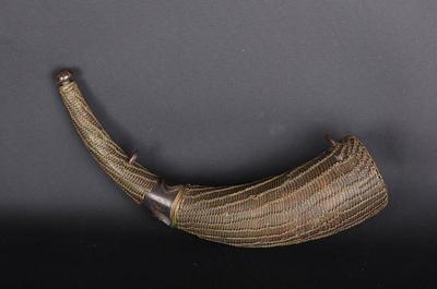 Lot 114 african 19th c brass wire wrapped powder horn