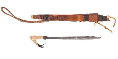 Lot 37 ornate dayak mandau headhunters sword wscabbard
