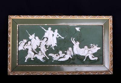 Sale Photo Thumbnail #343: Lot 349 green jasperware relief sculpture acteon, 20th c.