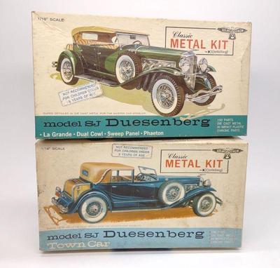2 Hubley SJ Duesenberg Classic Car Model Kits