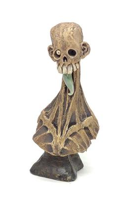 Dug Stanat Hand Made Ceramic Skull Sculpture / Fig