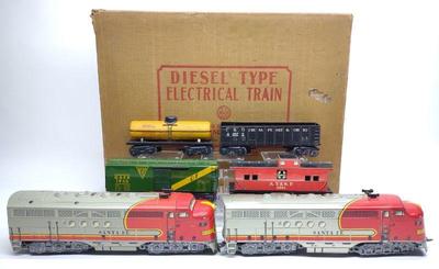 Marx Tin Diesel Type Electric Santa Fe Train Set