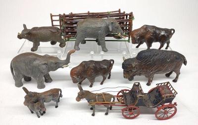 8 Antique German Cold Painted Animal Figures
