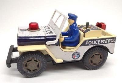 Vintage Japan Police Patrol Jeep Battery Op Toy